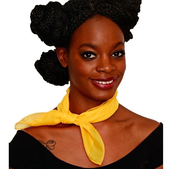 Yellow Sheer Chiffon Scarf 50s Style for Head Neck Costume 21" Square - Hey Viv - Picture 3 of 8